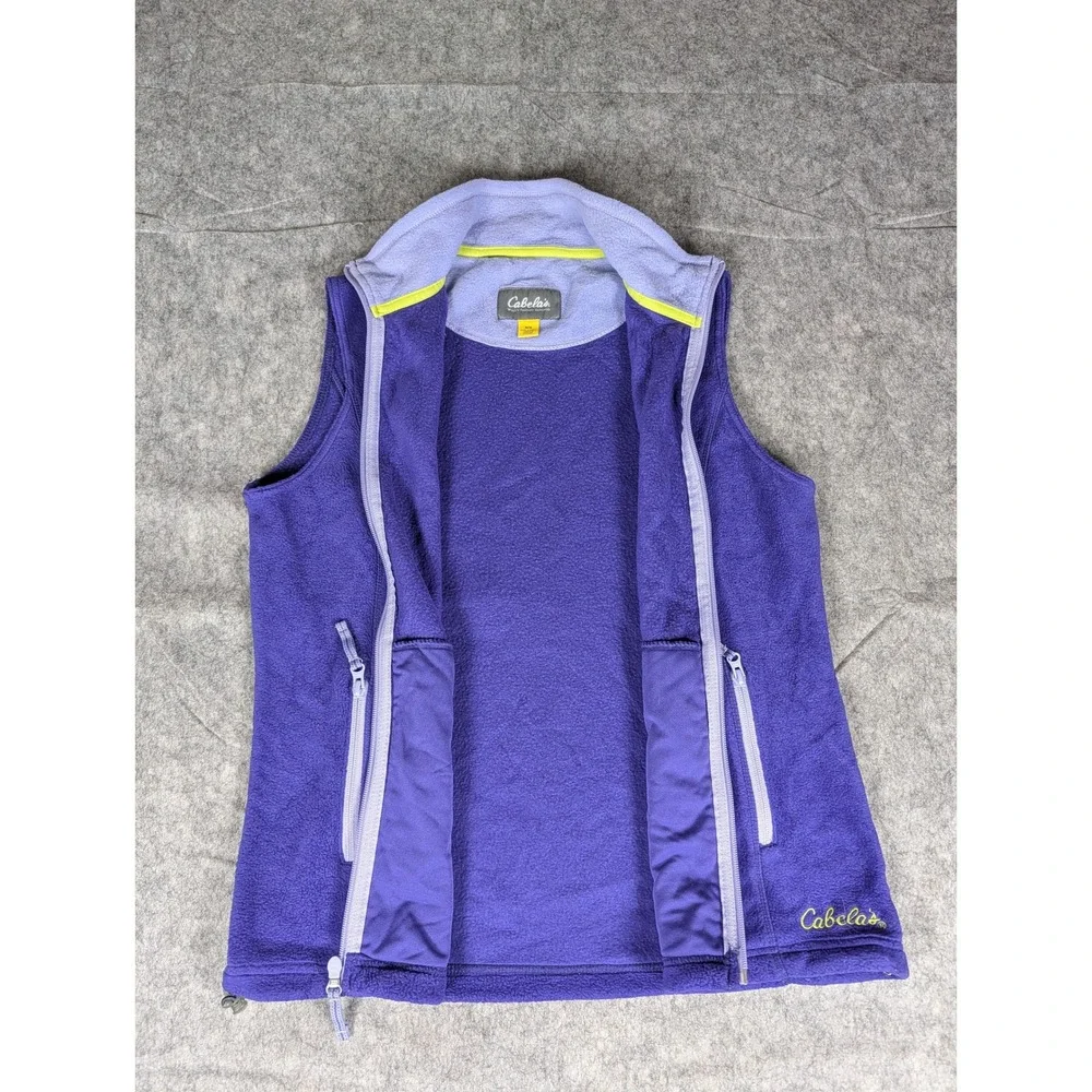 Cabelas Womens Purple Fleece Vest Full‎ Zip Pockets M Medium Outdoor Casual